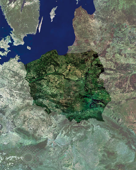 Poland seen from satellite Envisat