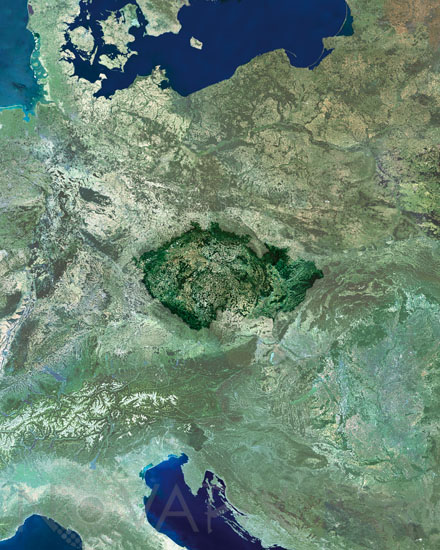 Czech Republic seen from satellite Envisat