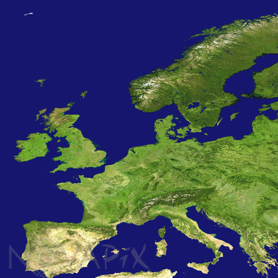 L'Europe de l'ouest vue par satellite.