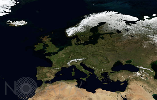 Europe in April 2004 seen by Terra satellite