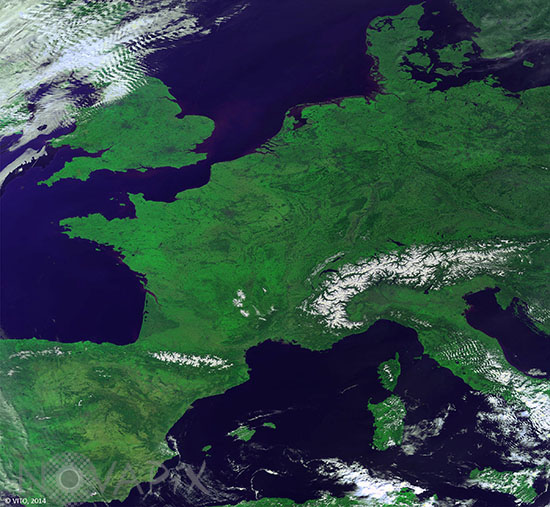 L'Europe de l'ouest vue par satellite