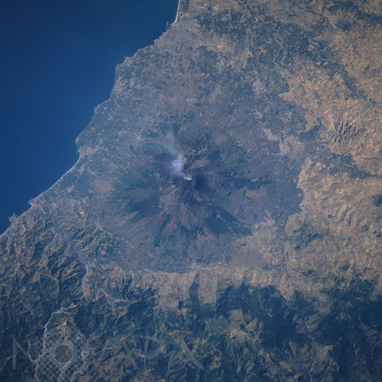 Mt. Etna seen from the space shuttle Columbia. 07/1996