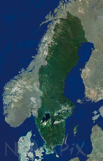 La Suède vue par satellite