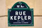 Plaque de la rue Kepler à Paris