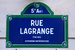 Plaque de la rue Lagrange à Paris