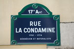 Plaque de la rue La Condamine à Paris