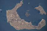 Santorin vue de l'espace