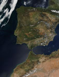 Le Portugal, l'Espagne et le Maroc vus par satellite