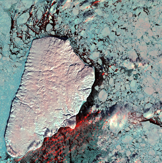 Akpatok Island, Quebec seen by satellite