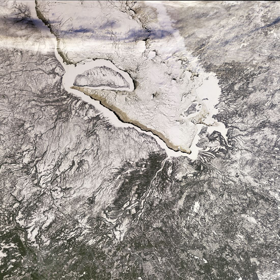 Ice-covered James Bay, Canada
