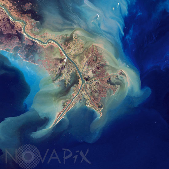 Delta du Mississippi, Louisiane, vu par satellite