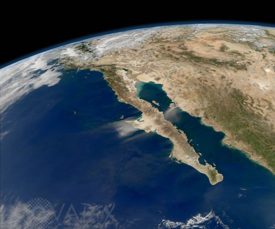 Terre vue de l'espace: Californie et Mexique