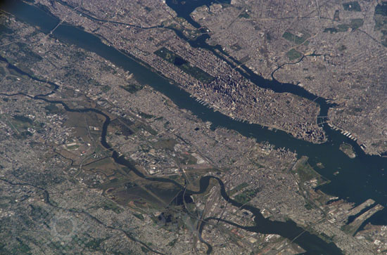 Manhattan, New York City seen from space