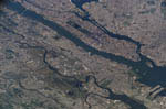 L'île de Manhattan, New York, vue de l'espace