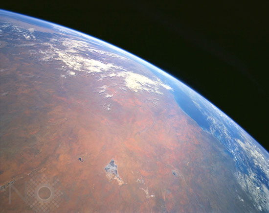 Grand désert de sable, Australie, vu par la navette spatiale.