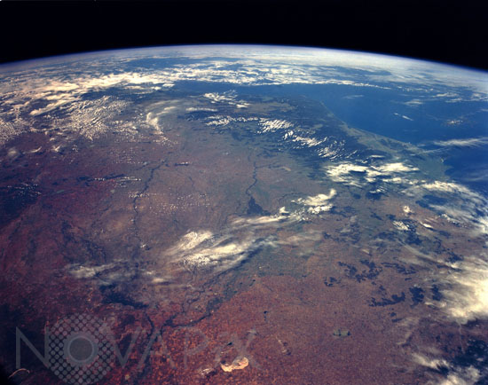 Bassin du fleuve Murray, Australie, vu par la navette Discovery