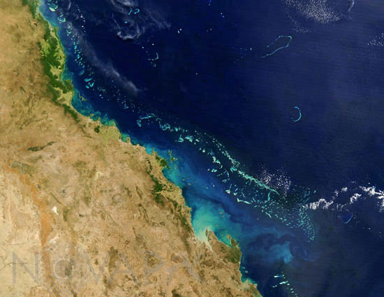 The Great Barrier Reef in Australia from satellite