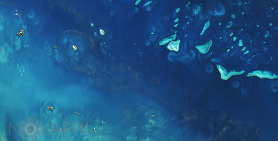 Détail de la Grande barrière de corail, Australie, vue par satellite