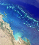 Grande barrière de corail, Australie, vue par satellite
