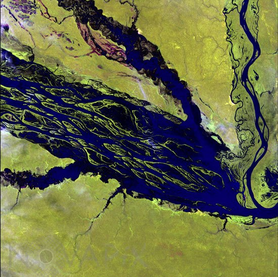 Negro River in Brazil seen from Landsat-7