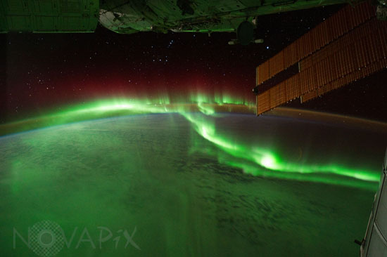 Aurore australe observée depuis la station spatiale