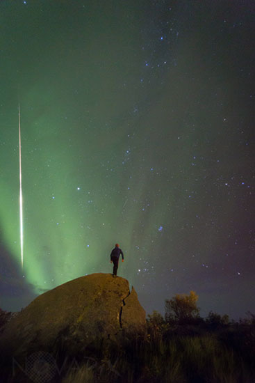 Aurore boréale et étoile filante observées en Norvège 