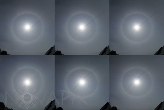 Halo autour du Soleil et trainée de condensation