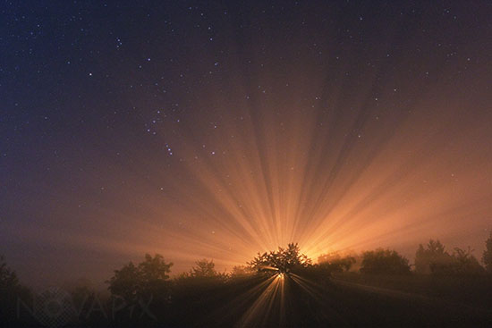 Rays of Light in a foggy night