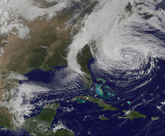 Ouragan Sandy vu par satellite 10/2012