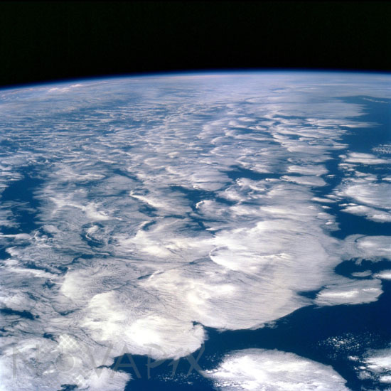 Stratocumulus over ocean seen from the space shuttle Discovery.