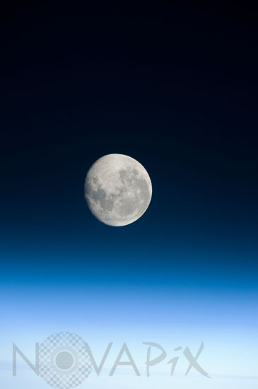 Gibbous moon above the atmosphere