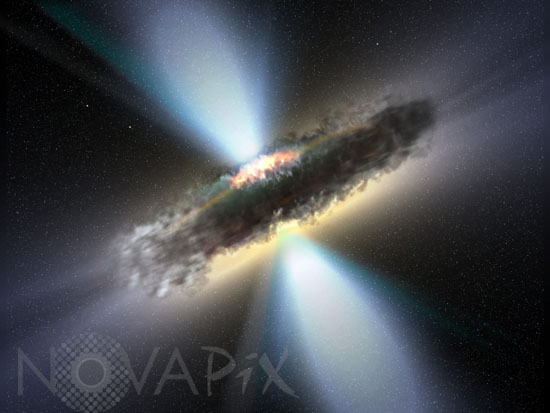Supermassive black hole. Artwork.