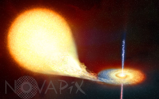 Vue d'artiste d'un microquasar