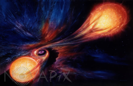 Trinary black hole - Artist view