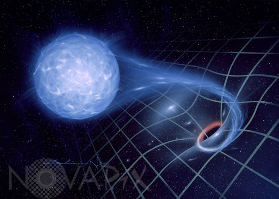 Distorsion of space created by a stellar black hole. Artwork