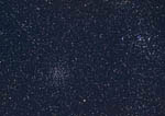 Amas d'étoiles M46 et M47 et nébuleuse planétaire NGC 2438