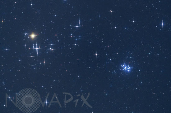 Hyades and Pleaides star clusters in Taurus
