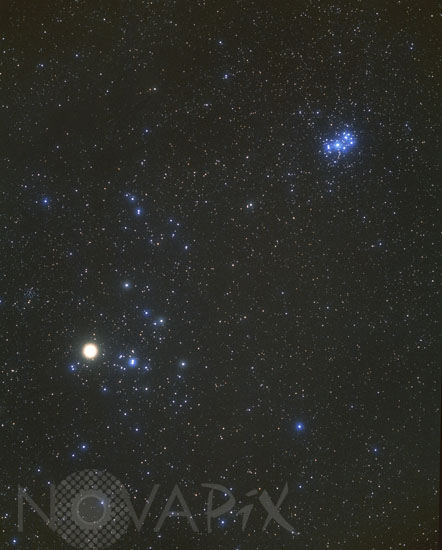 Hyades and Pleaides star clusters in Taurus