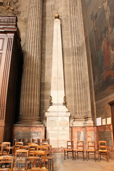 Church Saint-Sulpice, Paris. The meridian line and the obelisk