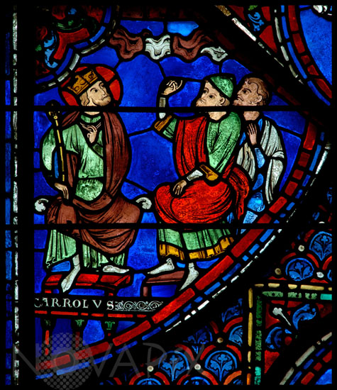 Des savants montrent le ciel à  Charlemagne - Vitrail