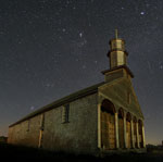 Eglise de Chiloé et ciel étoilé