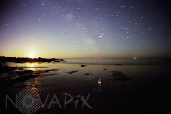 Star trails- Moon and Mars reflection