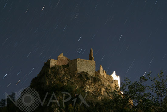 Star trails over the castle of Usson