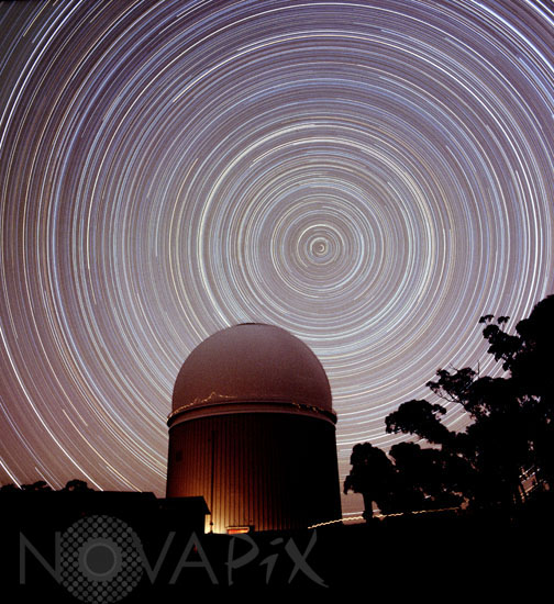 Star trails around the south celestial pole