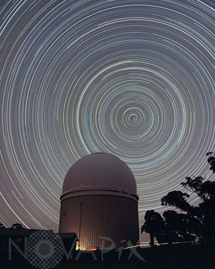 Star trails around the south celestial pole