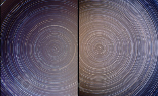 North and South celestial pole star trails