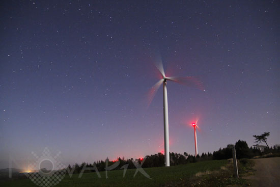 Starry Sky and Wind Turbines