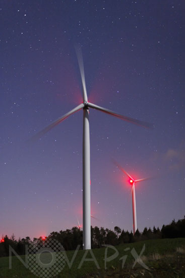 Starry Sky and Wind Turbines