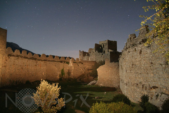 Starry sky above the castle of Puilaurens