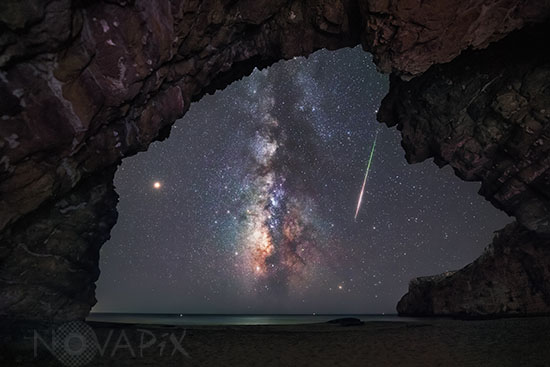 Milky Way and Perseid meteor